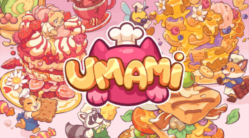 Umami logo - a pink cat's head with a chef hat and "umami" written in front of it